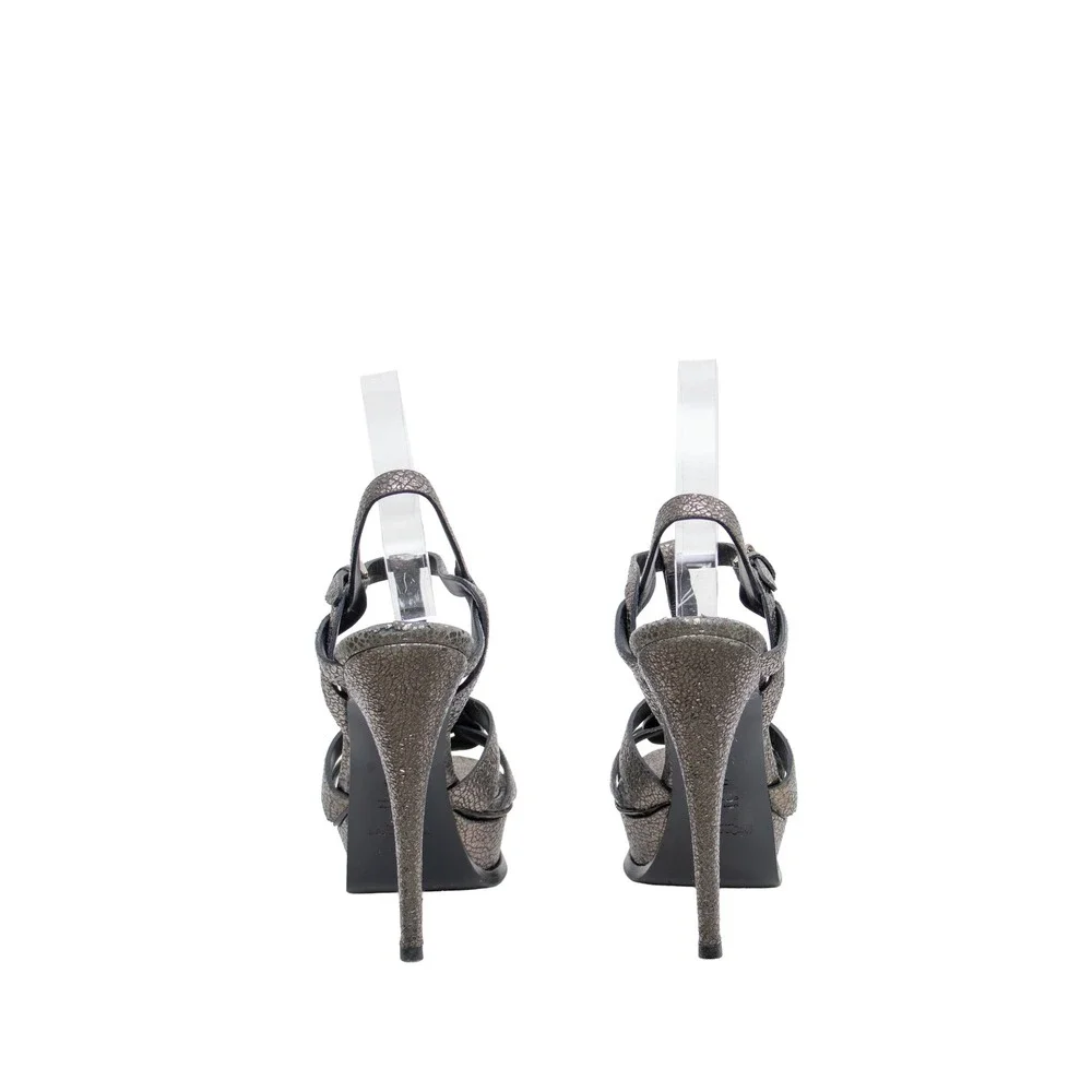 Saint Laurent‎ Tribute Platform Sandals – Metallic  – Size 36.5 EU / 6 US
